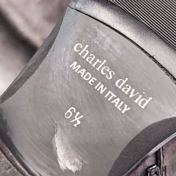 Charles David Italy Women Distress Grey Leather Buckle Riding Tall Boots sz 6.5 - Picture 4 of 11